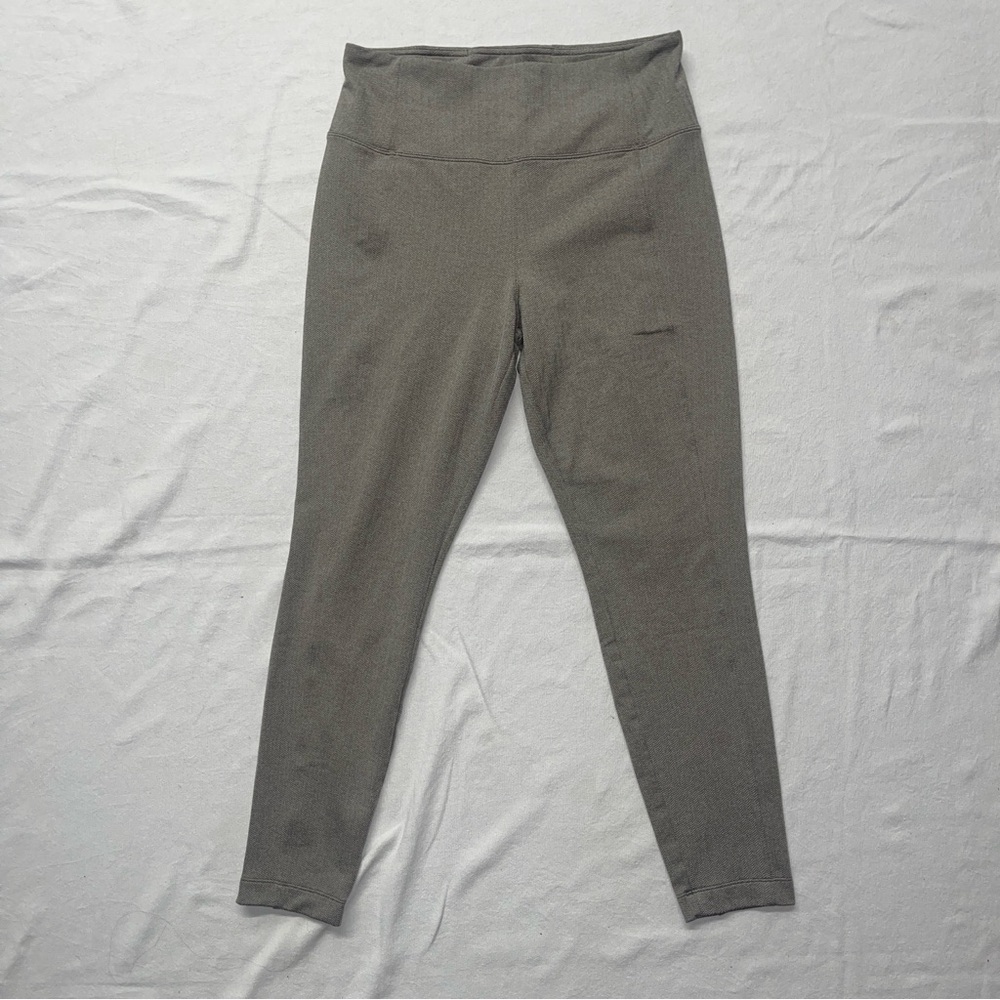Athleta Gray Herringbone Leggings | Back Zip Pocket | Pull On Stretch Pants